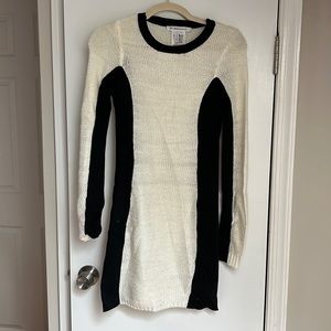 BCBGeneration mini sweater dress, cream and black size small